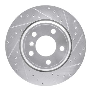 BMW X5 Brake Rotor (1) - Rear Right - R1 Concepts - Drilled & Slotted - Silver - `02-`06